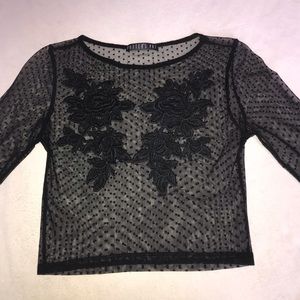 Potter’s Pot Sheer Black Long-Sleeve Crop Top